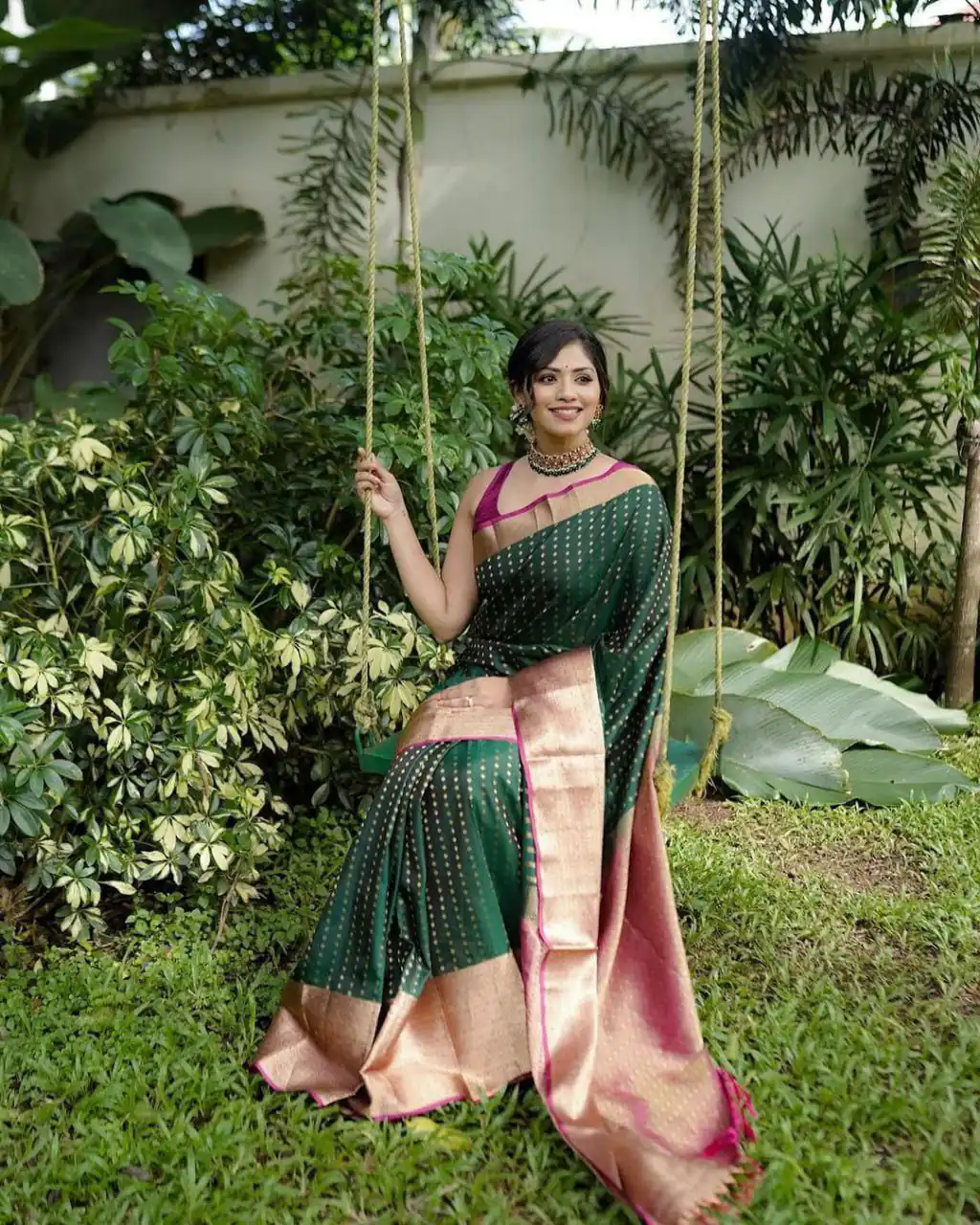 KPR 6047 Green in Soft Lichi Silk Jacquard Work Designer Work Saree . Exclusive Offer ₹1449. Delivery 4-6 Working Days. Shop now. | Sarees, Bollywood Sarees, Creative Sarees, Designer Sarees, Embroidered Sarees, Ethnic Saree, Modern Digital sarees, Party Wear Sarees