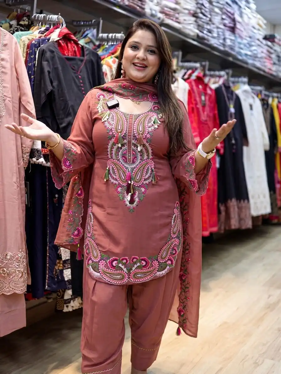 SRK 5348 Rust Color Georgette Mirror Embroidery Work Salwar Suit . Best Price ₹2399. Delivery 4-6 Working Days. Shop now. | Jump Suits, Salwar suit, Casual Suits, Creative suits, Designer Suits, Palazzo Suits, Party Wear Suits, Patiala Suits, Straight Suits