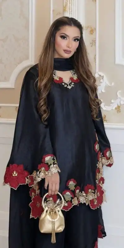 ZSR 3171 Black Color Roman Silk Salwar Suit with Embroidery Work. Available at ₹2449 only. Delivery 4-6 Working Days. Shop now. | Jump Suits, Salwar suit, Casual Suits, Creative suits, Designer Suits, Palazzo Suits, Party Wear Suits, Patiala Suits, Straight Suits