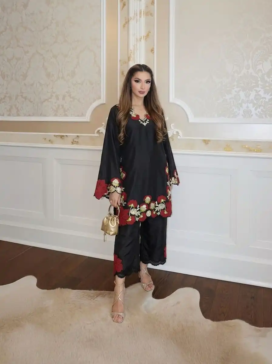 ZSR 3171 Black Color Roman Silk Salwar Suit with Embroidery Work. Available at ₹2449 only. Delivery 4-6 Working Days. Shop now. | Jump Suits, Salwar suit, Casual Suits, Creative suits, Designer Suits, Palazzo Suits, Party Wear Suits, Patiala Suits, Straight Suits
