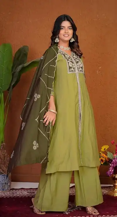 DIVA 152 Pista Color Roman Silk Salwar Suit with Embroidery Work. Available at ₹2399 only. Delivery 4-6 Working Days. Shop now. | Jump Suits, Salwar suit, Casual Suits, Creative suits, Designer Suits, Palazzo Suits, Party Wear Suits, Patiala Suits, Straight Suits