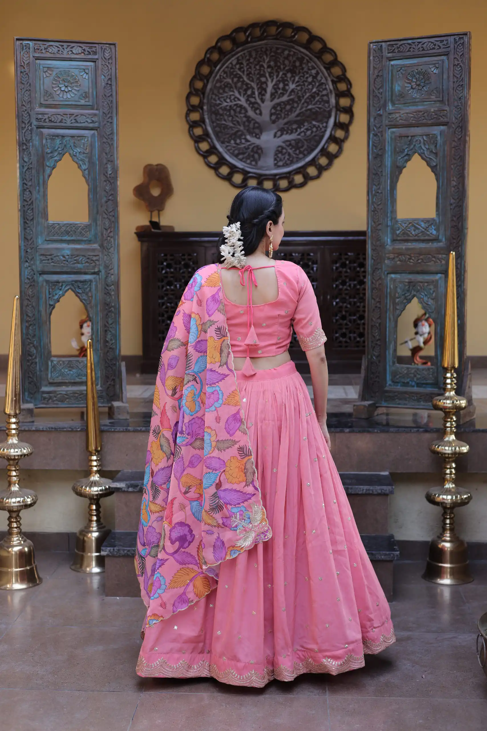 KA 5069 Peach Cosmos Silk Lehenga Choli with Zari & Embroidery Work. Introductory Price ₹2499. Delivery 4-6 Working Days. Shop now. | Lehenga, Bollywood Lehenga, Creative Lehenga, Designer Lehenga, Embroidered Lehenga, Party Wear Lehenga