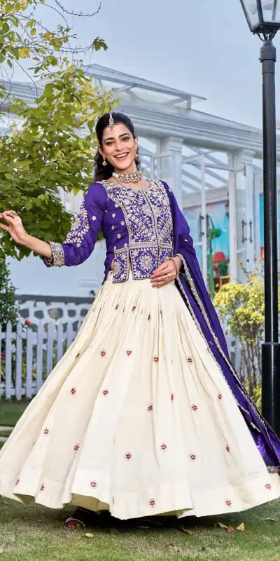 Ram 173 Navy Blue in Color Vichitra Silk Embroidery Work Lehenga Choli . Now at just βΉ2549. Delivery 4-6 Working Days. Shop now. | Lehenga, Bollywood Lehenga, Creative Lehenga, Designer Lehenga, Embroidered Lehenga, Party Wear Lehenga