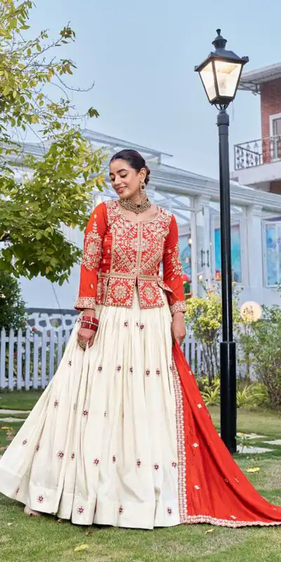 Ram 173 Orange in Color Vichitra Silk Embroidery Work Lehenga Choli . Now at just βΉ2549. Delivery 4-6 Working Days. Shop now. | Lehenga, Bollywood Lehenga, Creative Lehenga, Designer Lehenga, Embroidered Lehenga, Party Wear Lehenga