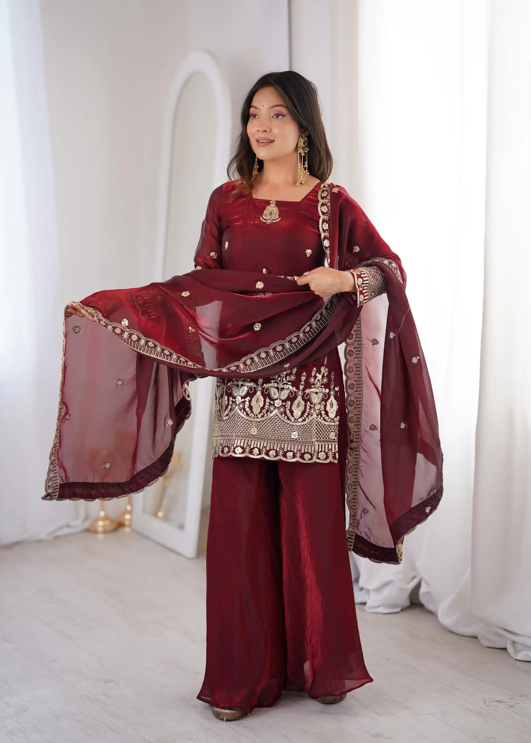 ZSR 3168 Maroon Color Fendy Silk With Embroidery Work Salwar Suit. Get it for ₹2149. Delivery 4-6 Working Days. Online Shop now. | Jump Suits, Salwar suit, Casual Suits, Creative suits, Designer Suits, Palazzo Suits, Party Wear Suits, Patiala Suits, Straight Suits