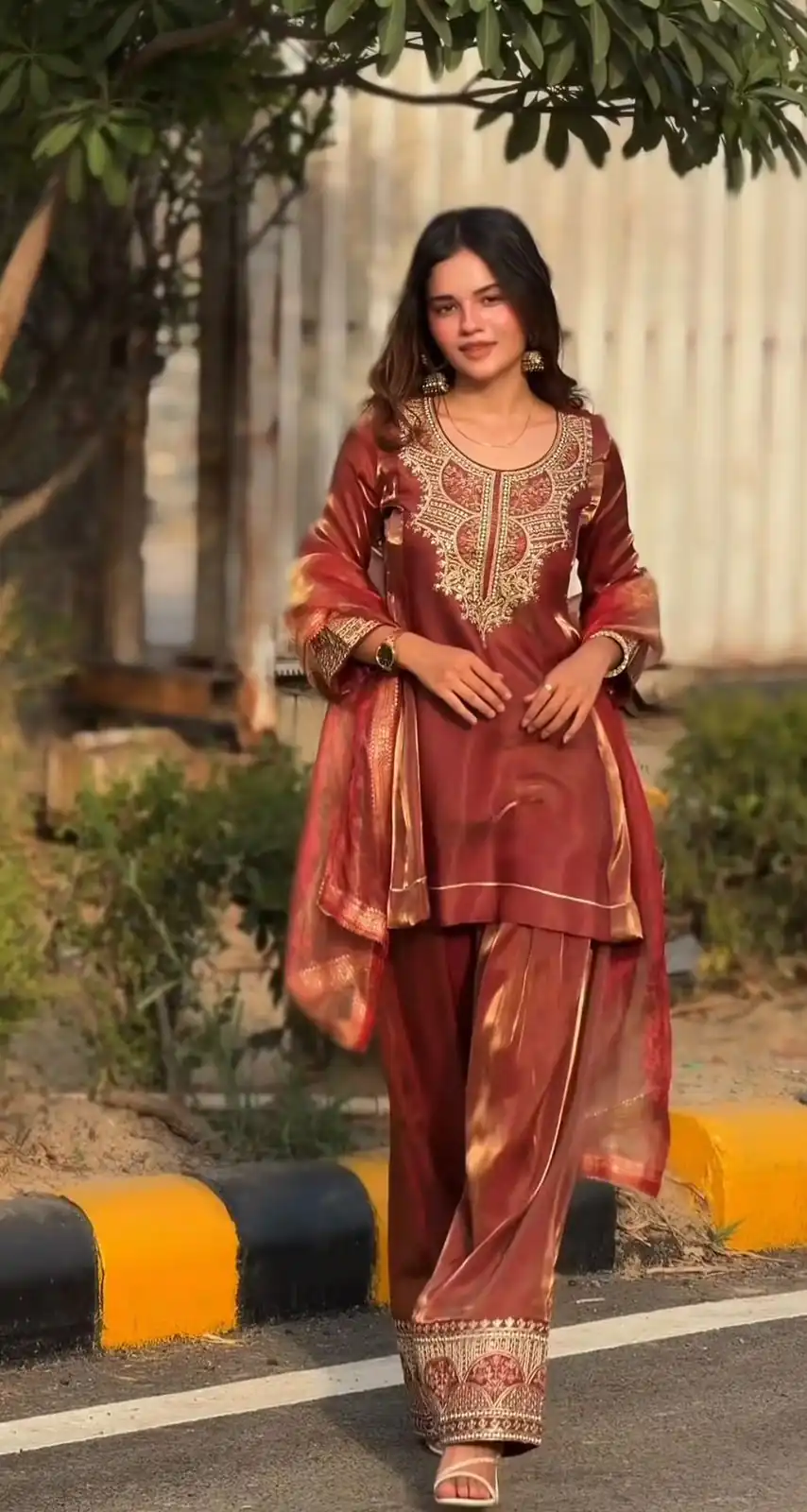 NF 1285 Rust Fandy Silk Salwar Suit with Lace Work & Embroidery Work. Introductory Price ₹2149. Delivery 4-6 Working Days. Shop now. | Jump Suits, Salwar suit, Casual Suits, Creative suits, Designer Suits, Palazzo Suits, Party Wear Suits, Patiala Suits, Straight Suits