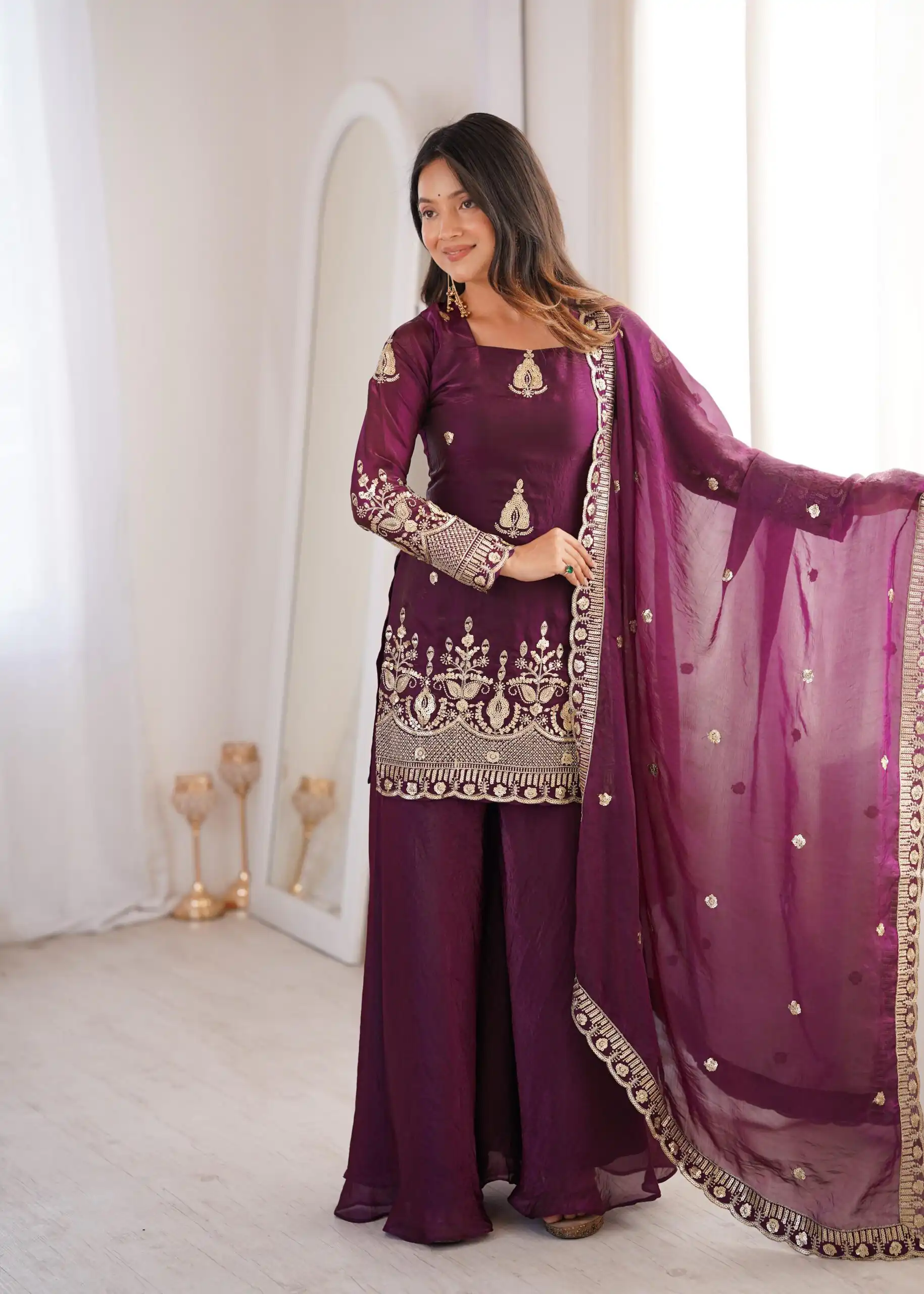 ZSR 3168 Wine Color Fendy Silk With Embroidery Work Salwar Suit. Get it for ₹2149. Delivery 4-6 Working Days. Online Shop now. | Jump Suits, Salwar suit, Casual Suits, Creative suits, Designer Suits, Palazzo Suits, Party Wear Suits, Patiala Suits, Straight Suits