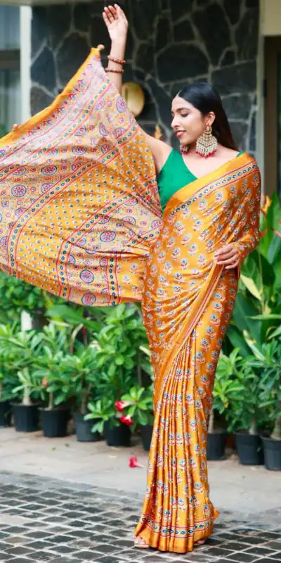 NC 5603 Yellow Color Satin Crap Saree with Mirror Work. Introductory Price ₹1799. Delivery Online 4-6 Working Days. Shop now. | Sarees, Bollywood Sarees, Creative Sarees, Designer Sarees, Embroidered Sarees, Ethnic Saree, Modern Digital sarees, Party Wear Sarees