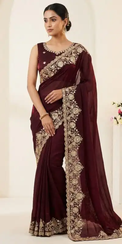 JR 670 Maroon in Space Silk Embroidery Work & Zari Work Saree . Available at ₹1949 only. Delivery 4-6 Working Days. Shop now. | Sarees, Bollywood Sarees, Creative Sarees, Designer Sarees, Embroidered Sarees, Ethnic Saree, Modern Digital sarees, Party Wear Sarees