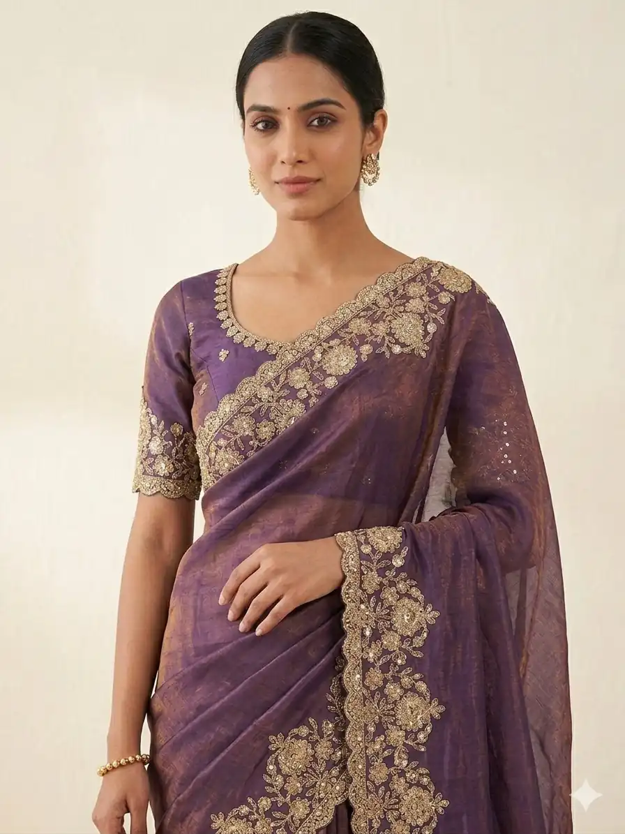 JR 670 Purple in Space Silk Embroidery Work & Zari Work Saree . Available at ₹1949 only. Delivery 4-6 Working Days. Shop now. | Sarees, Bollywood Sarees, Creative Sarees, Designer Sarees, Embroidered Sarees, Ethnic Saree, Modern Digital sarees, Party Wear Sarees