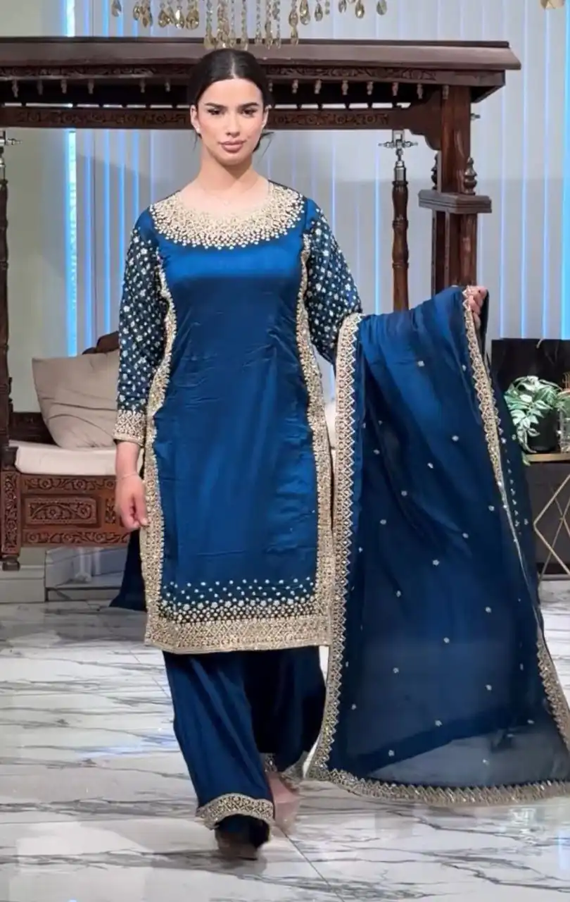 ZB 5056 Blue in Color Natural Crepe Embroidery Work Salwar Suit . Wedding, Party, Festive, Events, Get it for ₹2199. Delivery 4-6 Working Days. Shop now. | Jump Suits, Salwar suit, Casual Suits, Creative suits, Designer Suits, Palazzo Suits, Party Wear Suits, Patiala Suits, Straight Suits