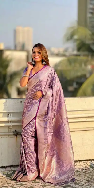 KPR 290 Lavender in Soft Lichi Silk Jacquard Work Designer Work Saree . Exclusive Offer ₹1349. Delivery 4-6 Working Days. Shop now. | Sarees, Bollywood Sarees, Creative Sarees, Designer Sarees, Embroidered Sarees, Ethnic Saree, Modern Digital sarees, Party Wear Sarees