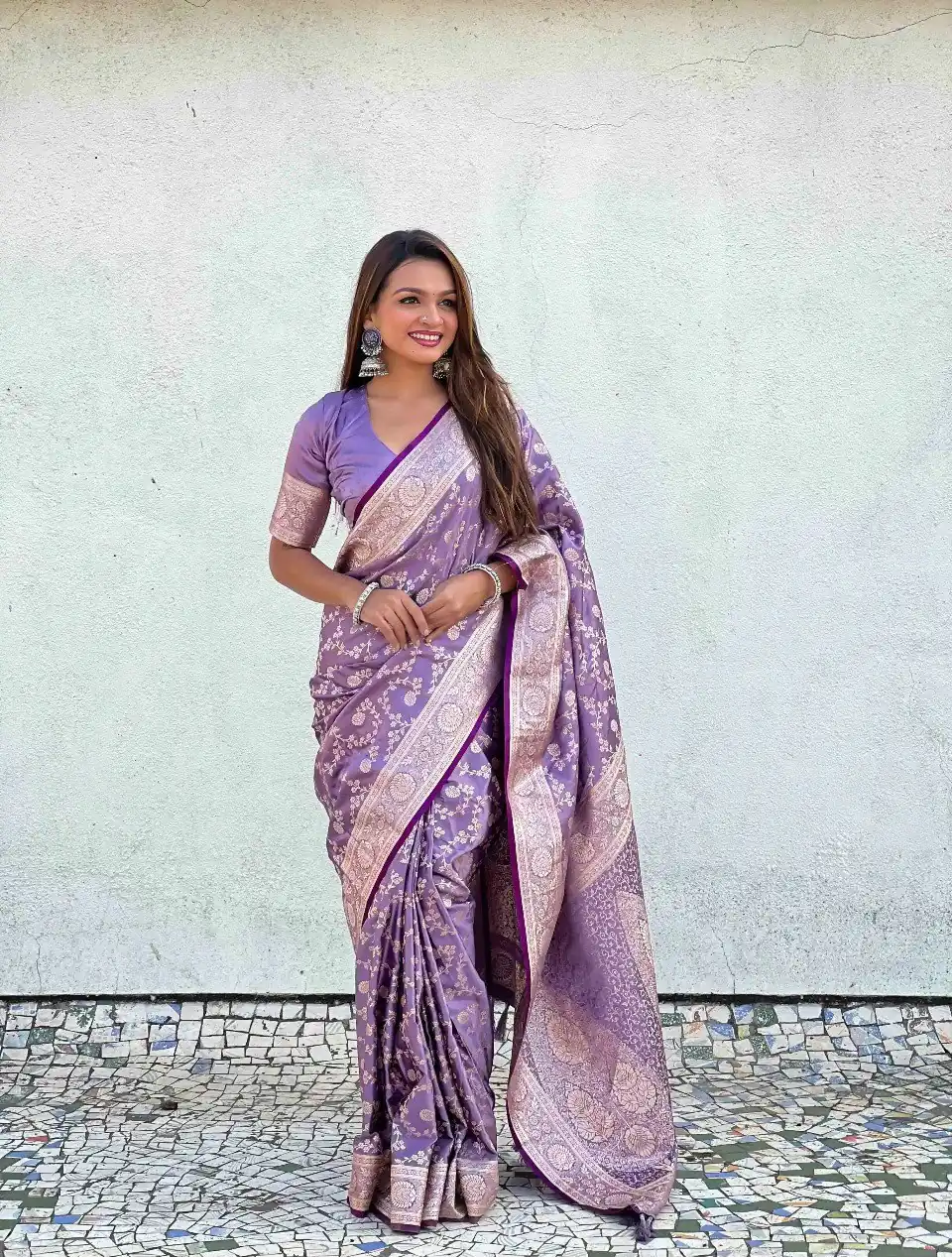 KPR 290 Lavender in Soft Lichi Silk Jacquard Work Designer Work Saree . Exclusive Offer ₹1349. Delivery 4-6 Working Days. Shop now. | Sarees, Bollywood Sarees, Creative Sarees, Designer Sarees, Embroidered Sarees, Ethnic Saree, Modern Digital sarees, Party Wear Sarees
