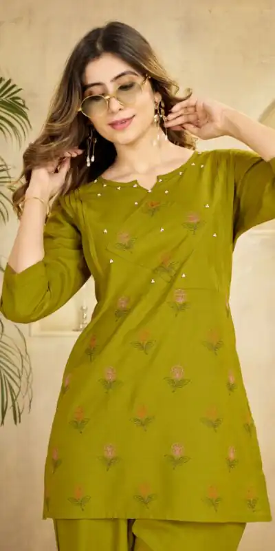 DIVA 158 Lime Green Viscose Rayon Kurti with Embroidery Work & Mirror Work. Wedding, Party, Festive Grab it for ₹1749. Delivery 4-6 Working Days. Shop now. | Kurti, Bollywood Kurti, Creative Kurtis, Designer Kurti, Party Wear Kurti, Selfie Kurti