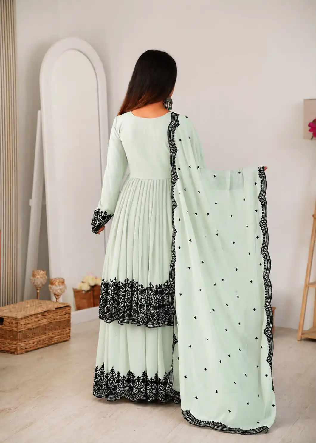 SP 71 Pista Faux Georgette Salwar Suit with Embroidery Work. Available at ₹2499 only. Delivery 4-6 Working Days. Shop now. | Jump Suits, Salwar suit, Casual Suits, Creative suits, Designer Suits, Palazzo Suits, Party Wear Suits, Patiala Suits, Straight Suits