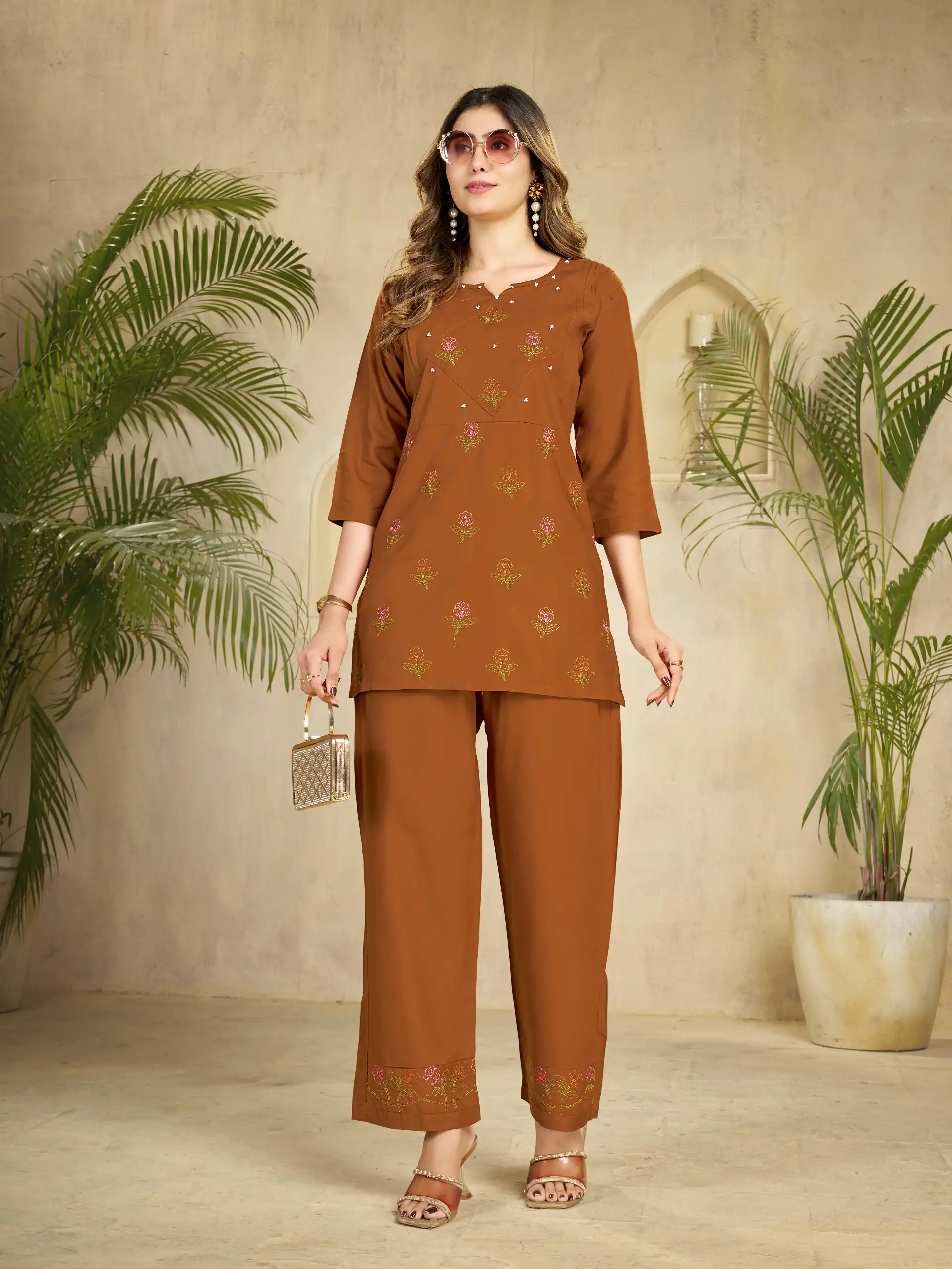 DIVA 158 Rust Viscose Rayon Kurti with Embroidery Work & Mirror Work. Wedding, Party, Festive Grab it for ₹1749. Delivery 4-6 Working Days. Shop now. | Kurti, Bollywood Kurti, Creative Kurtis, Designer Kurti, Party Wear Kurti, Selfie Kurti