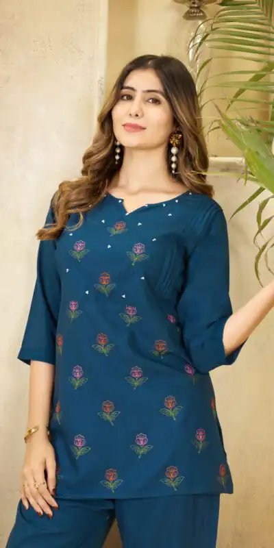 DIVA 158 Teal Viscose Rayon Kurti with Embroidery Work & Mirror Work. Wedding, Party, Festive Grab it for ₹1749. Delivery 4-6 Working Days. Shop now. | Kurti, Bollywood Kurti, Creative Kurtis, Designer Kurti, Party Wear Kurti, Selfie Kurti