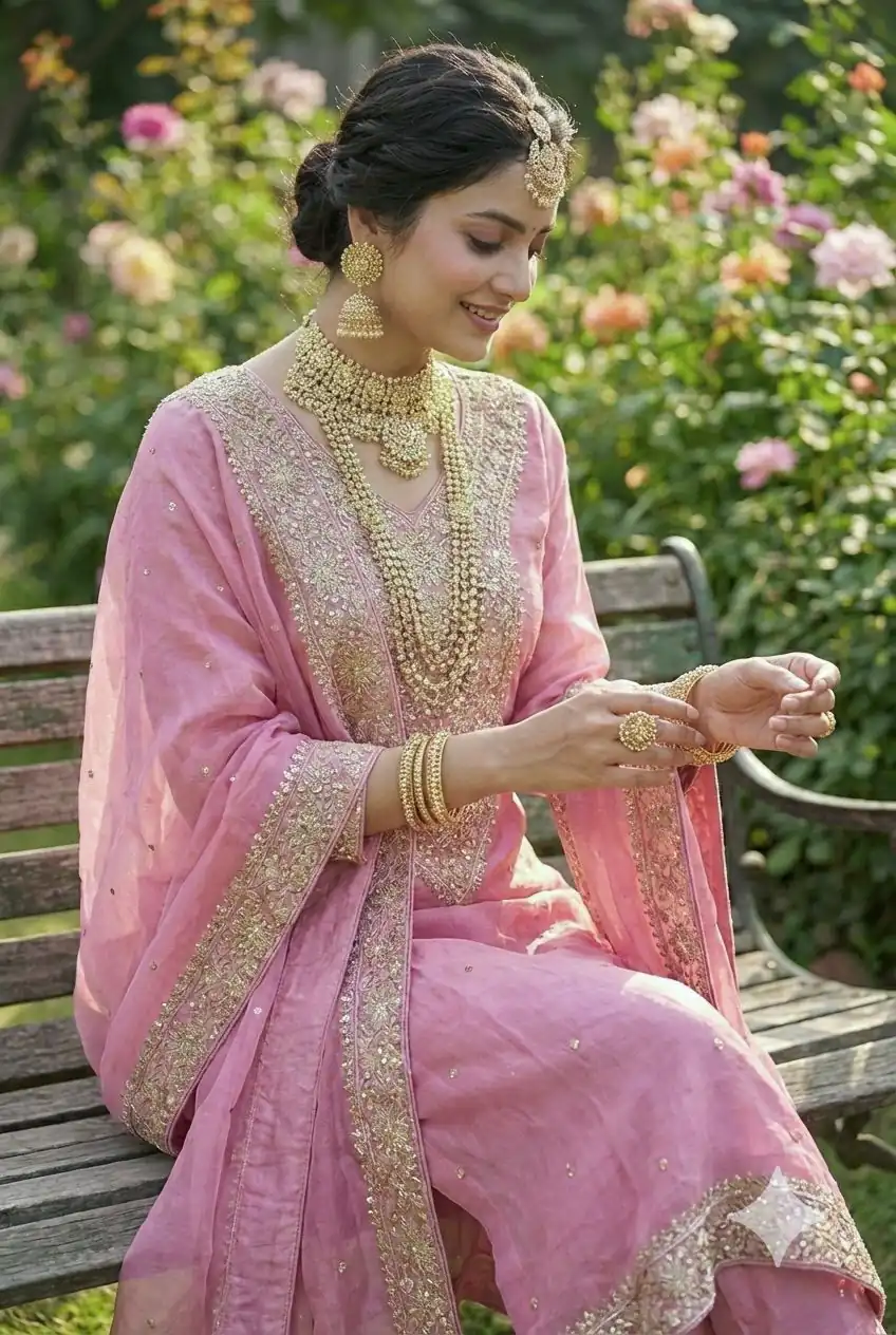Alluring Pink Fendy Silk Sequence Work Salwar Suit - Image 3