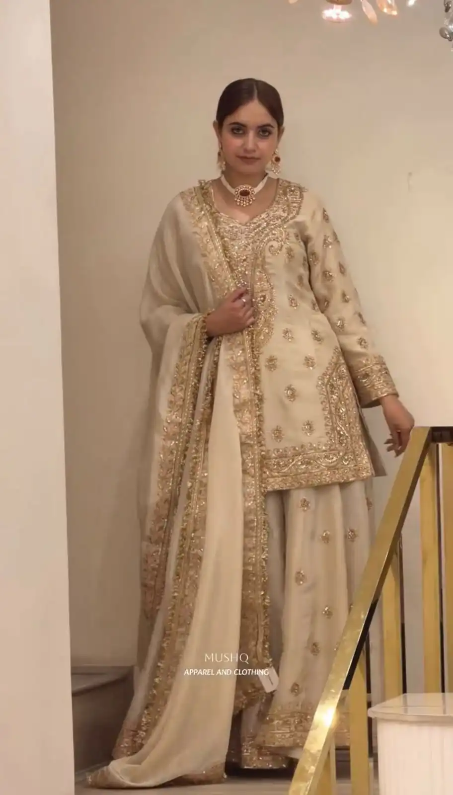 Angelic Cream Chinon Silk Embroider Work Salwar Suit