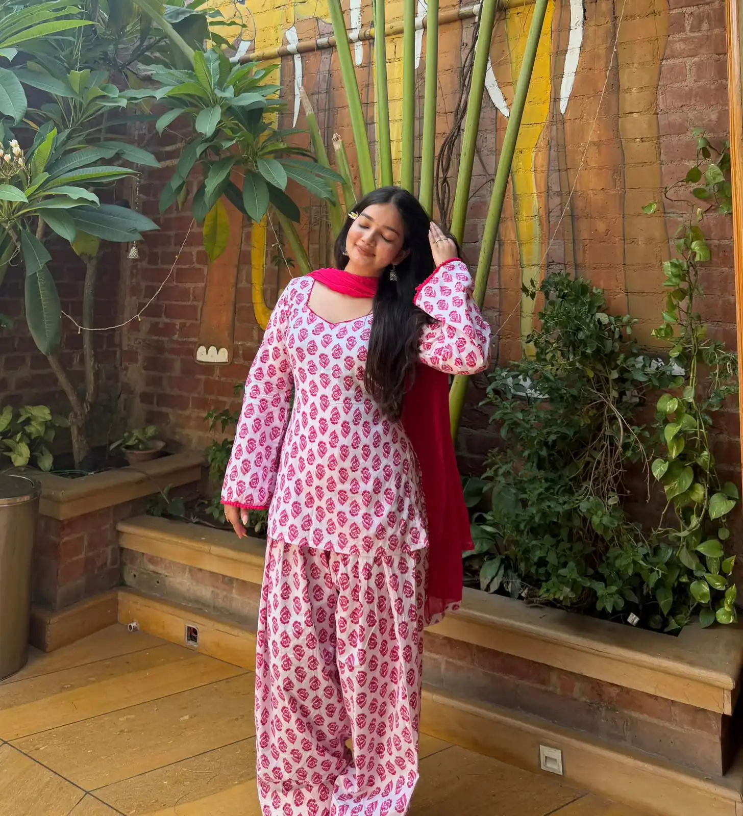 Fancy Pink Cambric Cotton Printed Salwar Suit