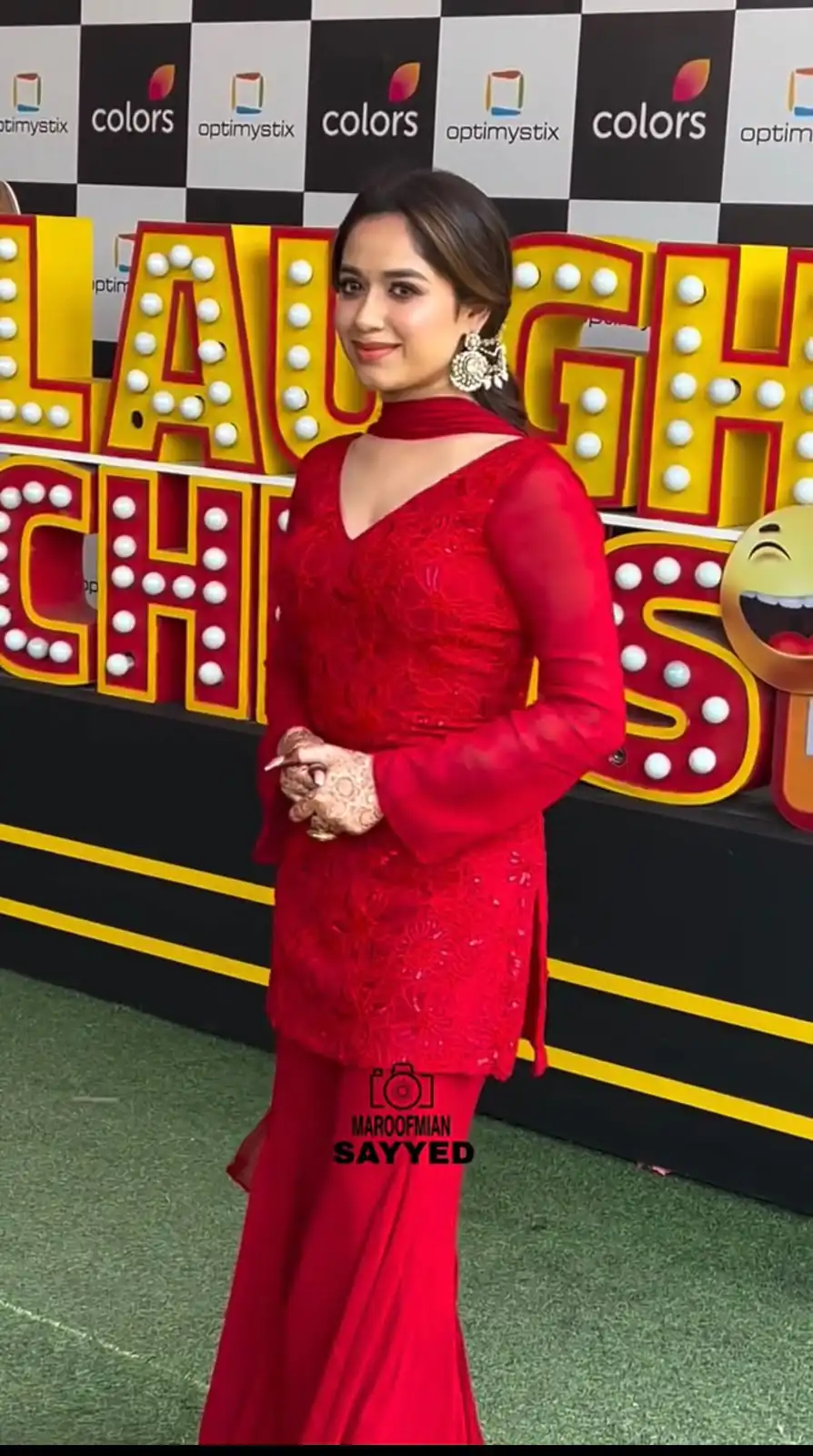 Fancy Red Faux Georgette Sequence Work Salwar Suit