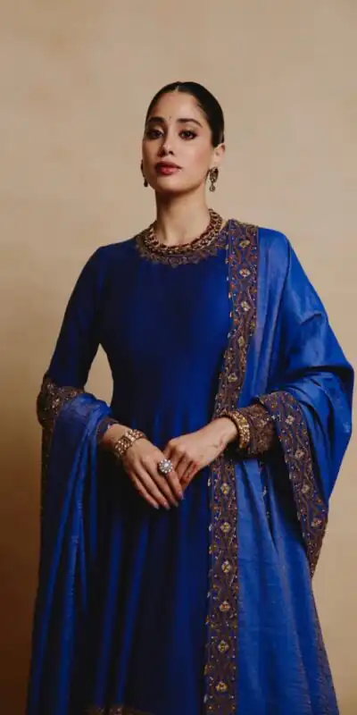 Fancy Royal Blue Chinon Sequins Gotta Patti Anarkali Suit