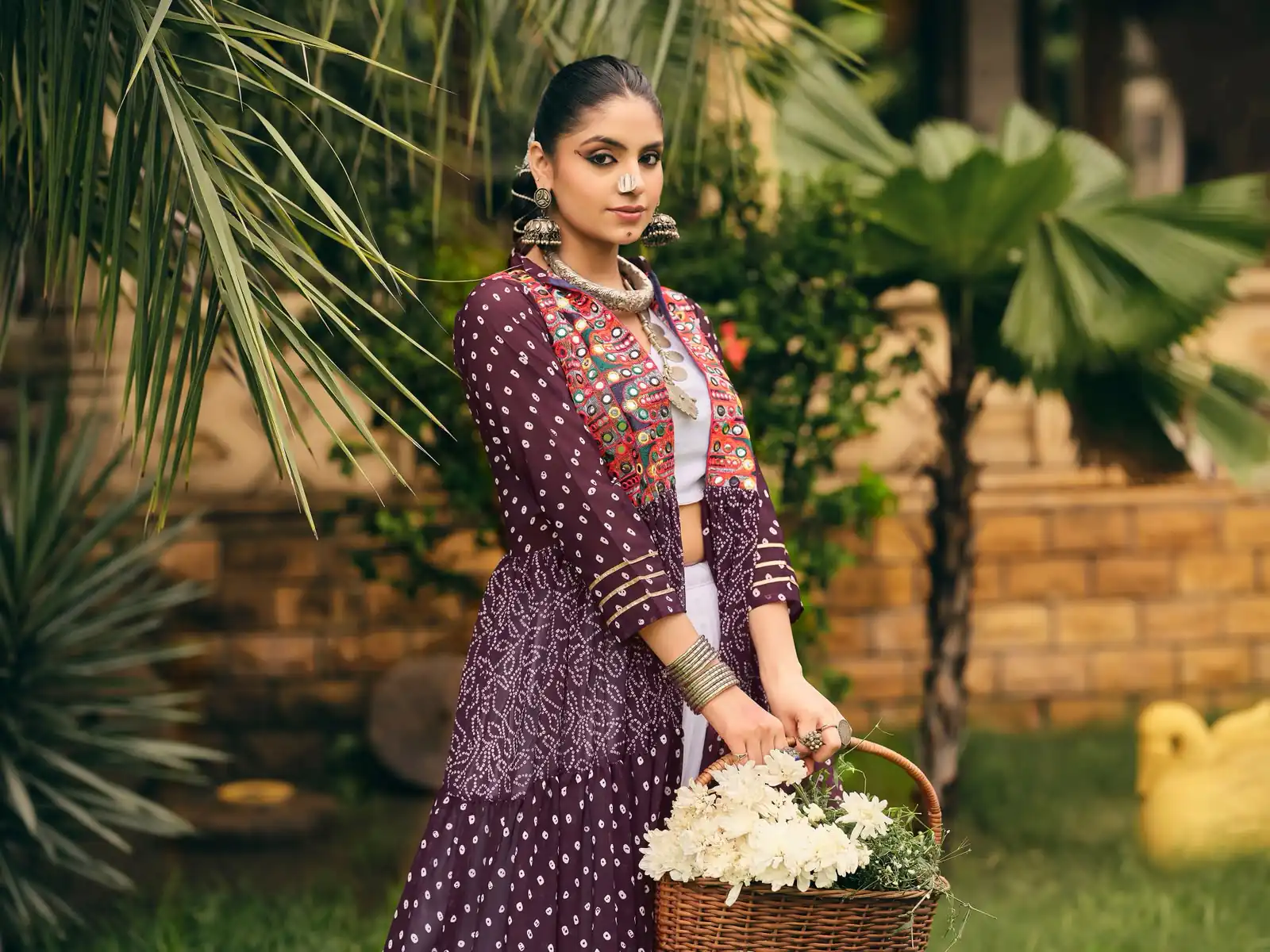 Perfect Wine Faux Georgette Embroider Work Lehenga Choli - Image 3