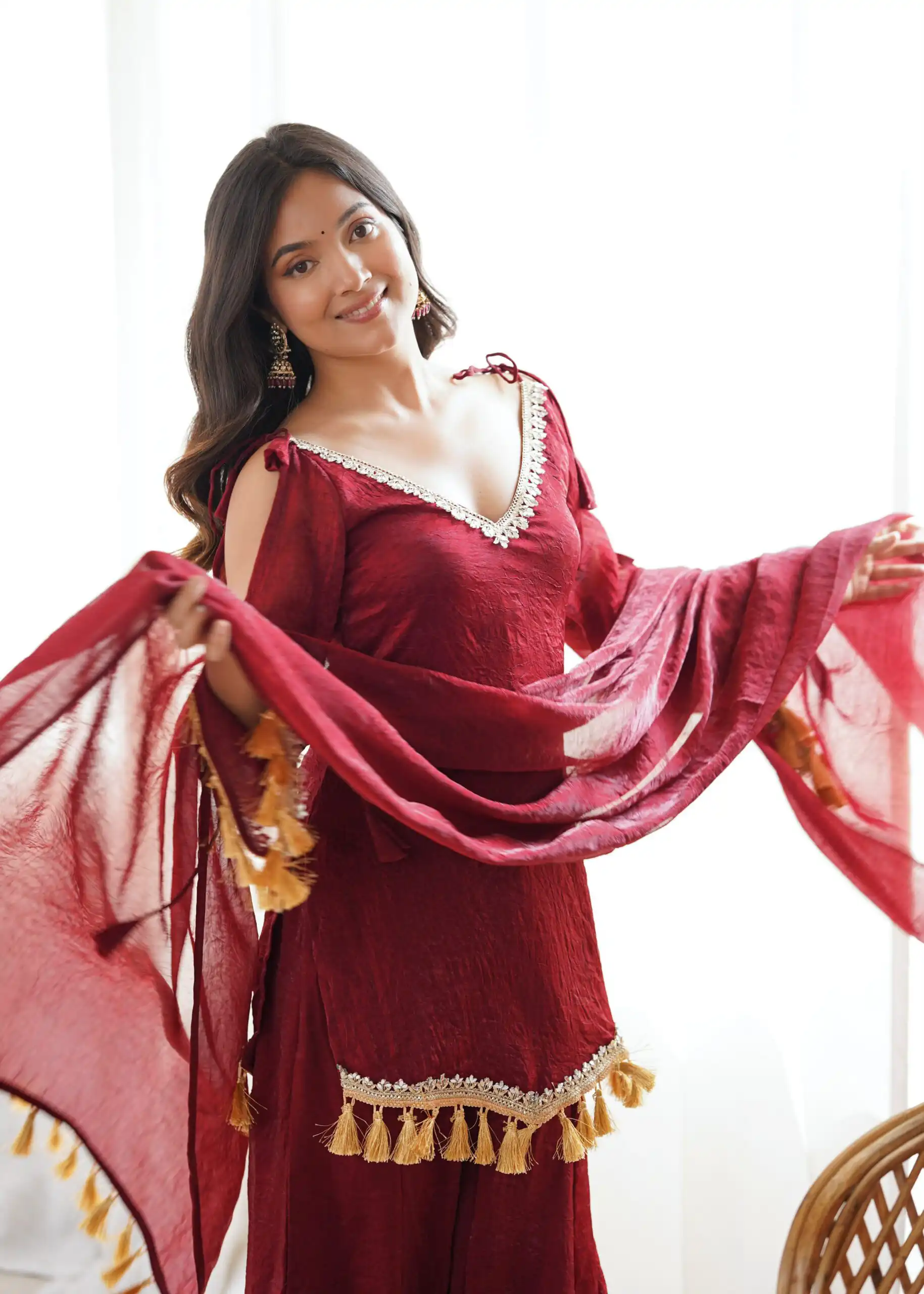 Pretty Maroon Doremon Crush Mirror Work Salwar Suit - Image 8