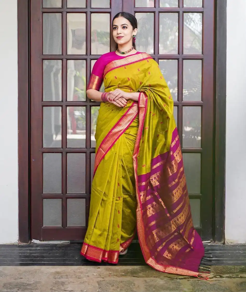 Pretty Mastered Lichi Silk Jacquard Border Work Saree - Image 2