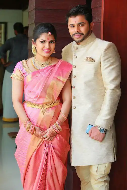Pretty Peach Soft Lichi Silk Lace Border Work - Image 2