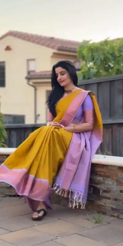 Alternative view of Shiny Mustered Lichi Silk Jacquard Work Saree