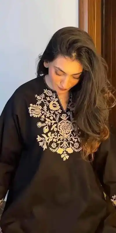 Alternative view of Stylist Black Rayon Cotton Embroidery Work Kurti