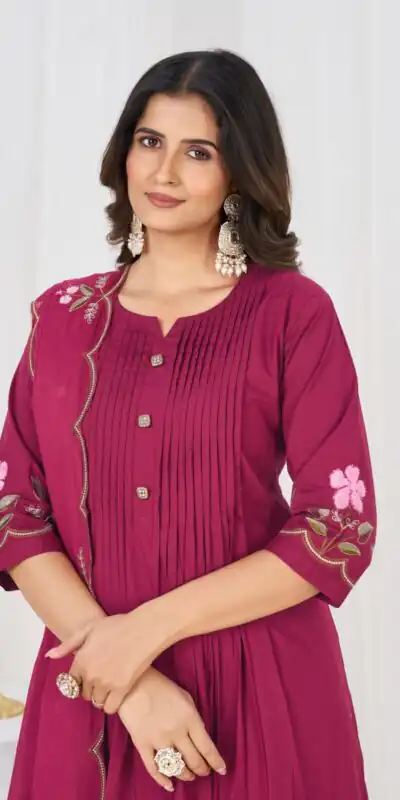 Alternative view of Stylist Pink Pure Cotton Embroidery Cut Work Salwar Suit