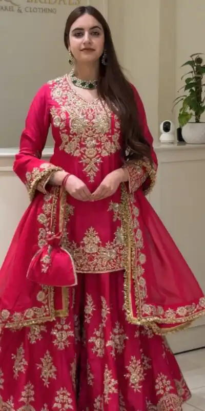 Super Pink Natural Silk Sequins Work Salwar Suit