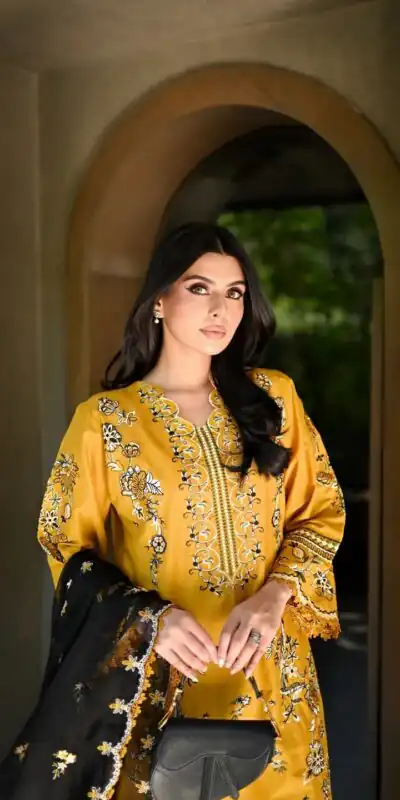 Alternative view of Super Yellow Georgette Embroidery Work Salwar Suit