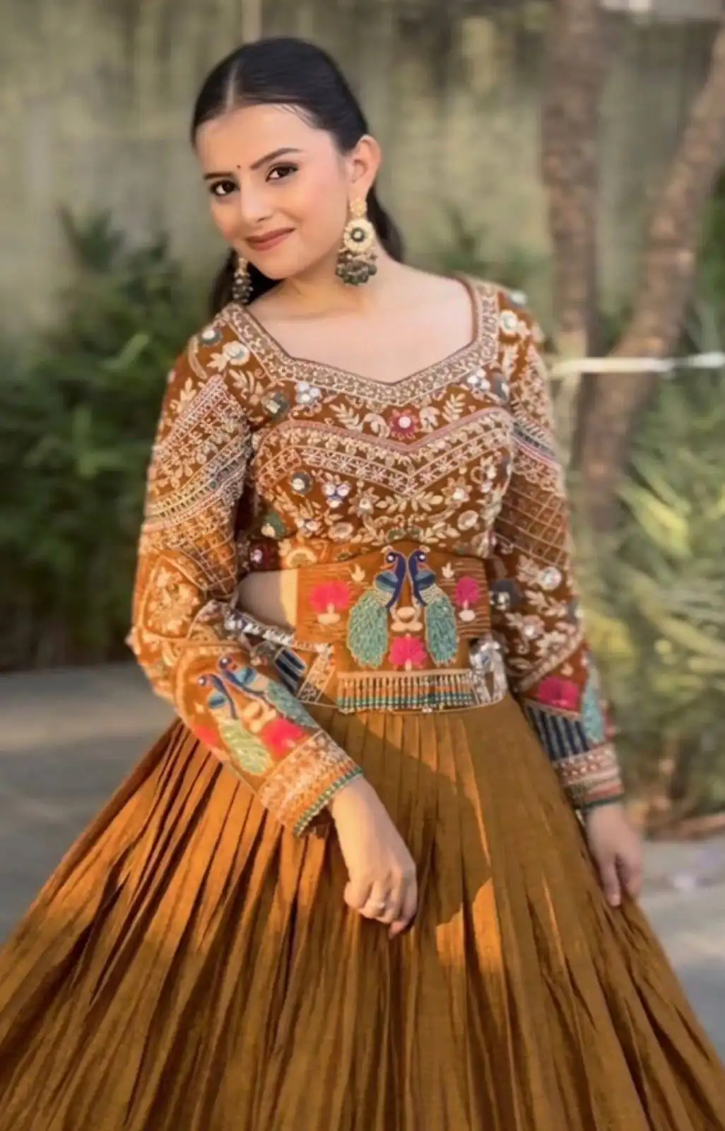 Trendy Mustered Chinon Silk Sequins Work Lehenga Choli - Image 2