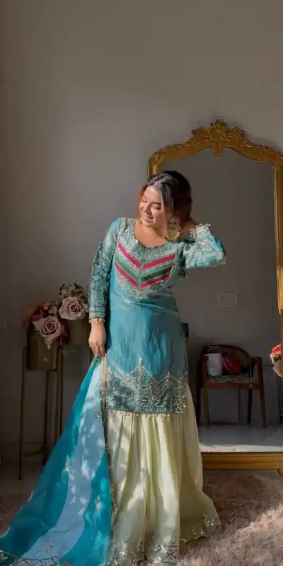 Unique Blue Mox Fendy Embroidery Work Salwar Suit
