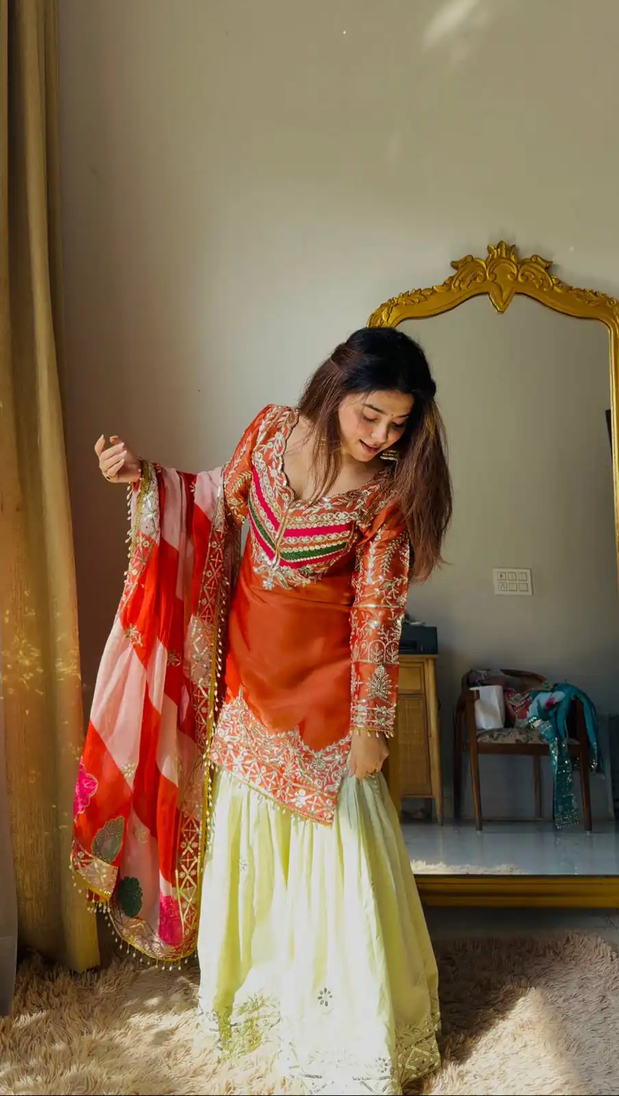 Unique Orange Mox Fendy Embroidery Work Salwar Suit - Image 6