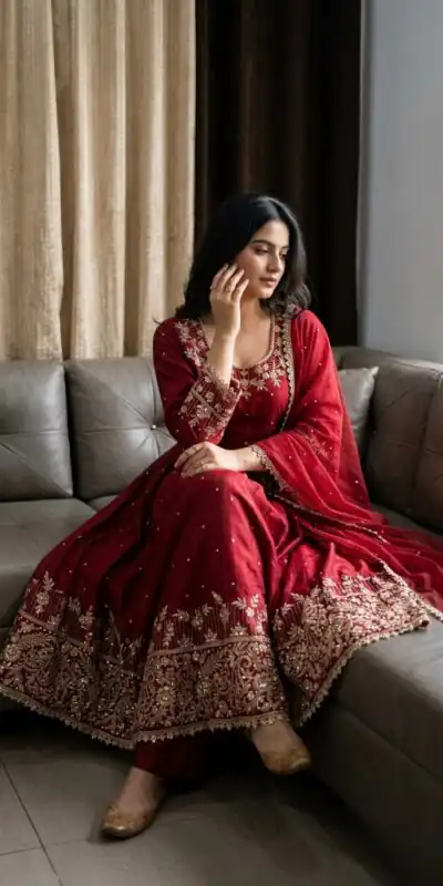 SR 1719 Maroon Faux Georgette Gown Perfect for Wedding, Party, Raksha Bandhan, Temple Visit, Onam – . Get it for ₹2149. Delivery 4-6 Working Days. Shop now | Gowns, Bollywood Gowns, Creative Gowns, Designer Gowns, Embroidered Gowns, Party Wear Gowns