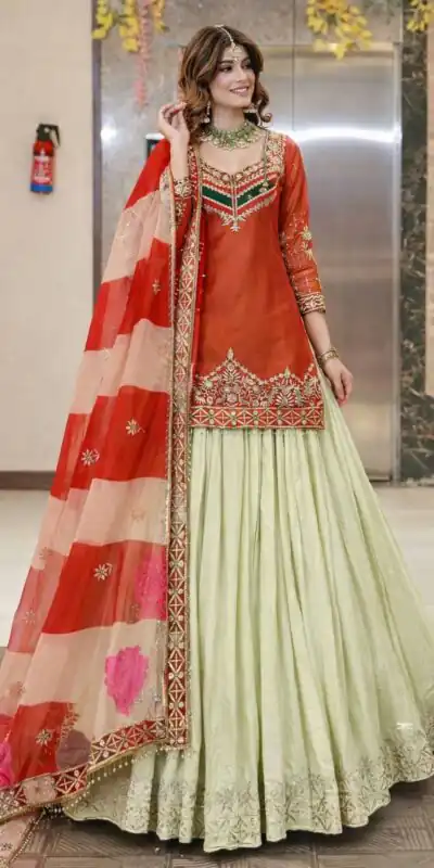 ZC 8008 Orange in Fandy Silk Sequins Work & Embroidery Work Lehenga Choli . Introductory Price βΉ2499. Delivery 4-6 Working Days. Shop now. | Lehenga, Bollywood Lehenga, Creative Lehenga, Designer Lehenga, Embroidered Lehenga, Party Wear Lehenga