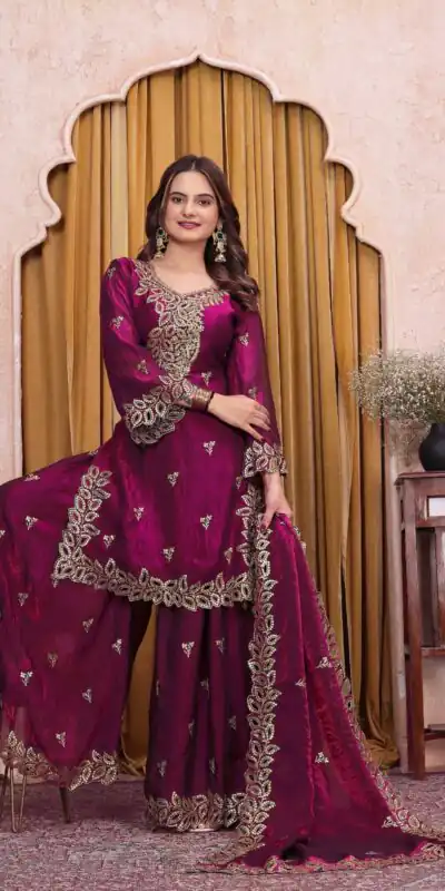 FE 141 Wine Fendy Silk Salwar Suit with Mirror Work & Embroidery Work. Best Price ₹2449. Delivery 4-6 Working Days. Shop now. | Jump Suits, Salwar suit, Casual Suits, Creative suits, Designer Suits, Palazzo Suits, Party Wear Suits, Patiala Suits, Straight Suits