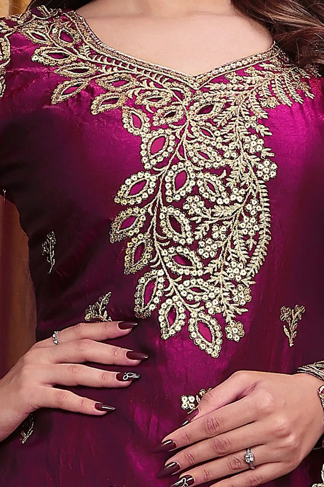 FE  141 Wine Fendy Silk Salwar Suit with Mirror Work & Embroidery Work. Best Price ₹2449. Delivery 4-6 Working Days. Shop now. | Jump Suits, Salwar suit, Casual Suits, Creative suits, Designer Suits, Palazzo Suits, Party Wear Suits, Patiala Suits, Straight Suits
