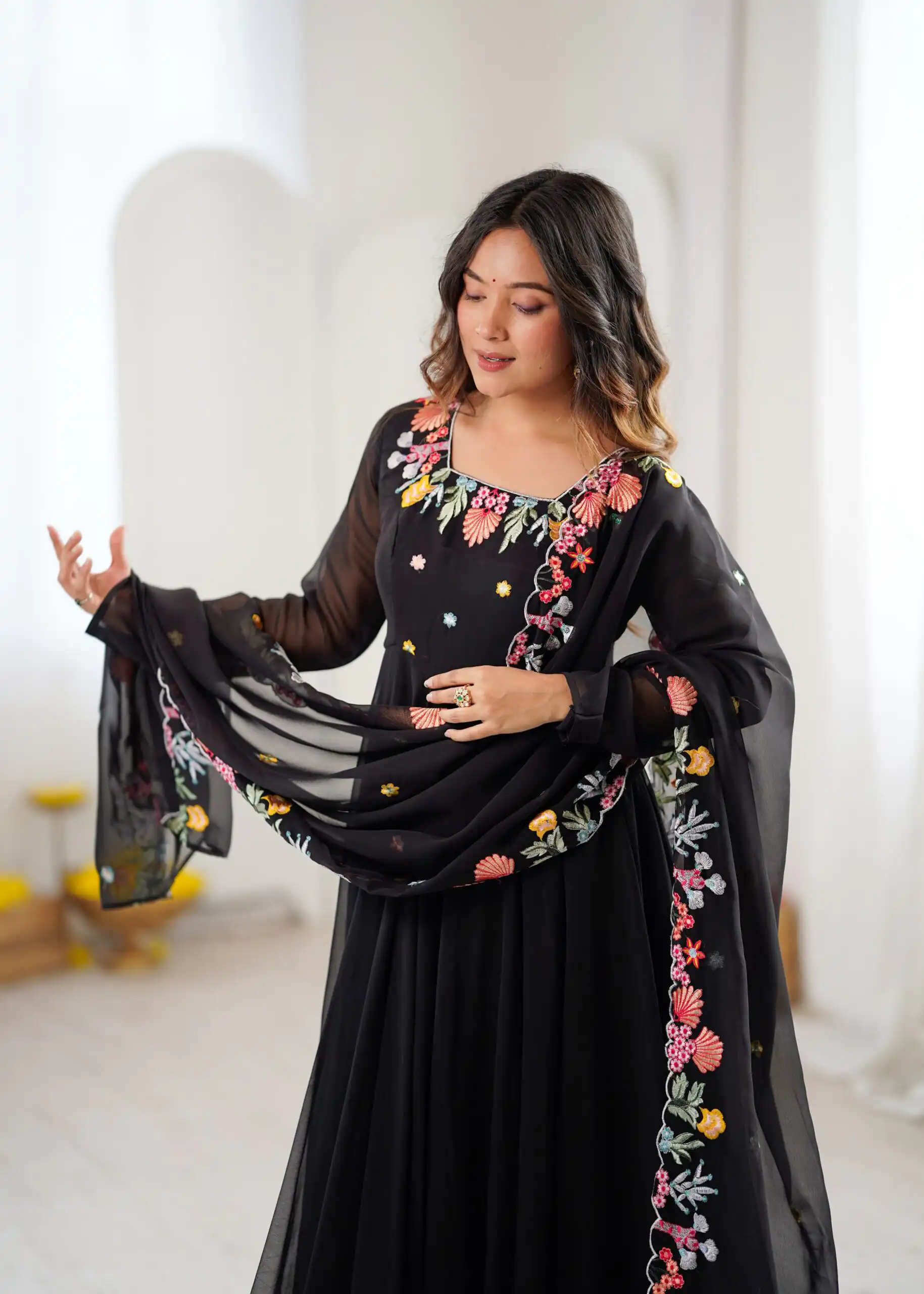NSR 901 Black Faux Georgette Salwar Suit with Lace Work & Embroidery Work. Introductory Price ₹2099. Delivery 4-6 Working Days. Shop now. | Jump Suits, Salwar suit, Casual Suits, Creative suits, Designer Suits, Palazzo Suits, Party Wear Suits, Patiala Suits, Straight Suits