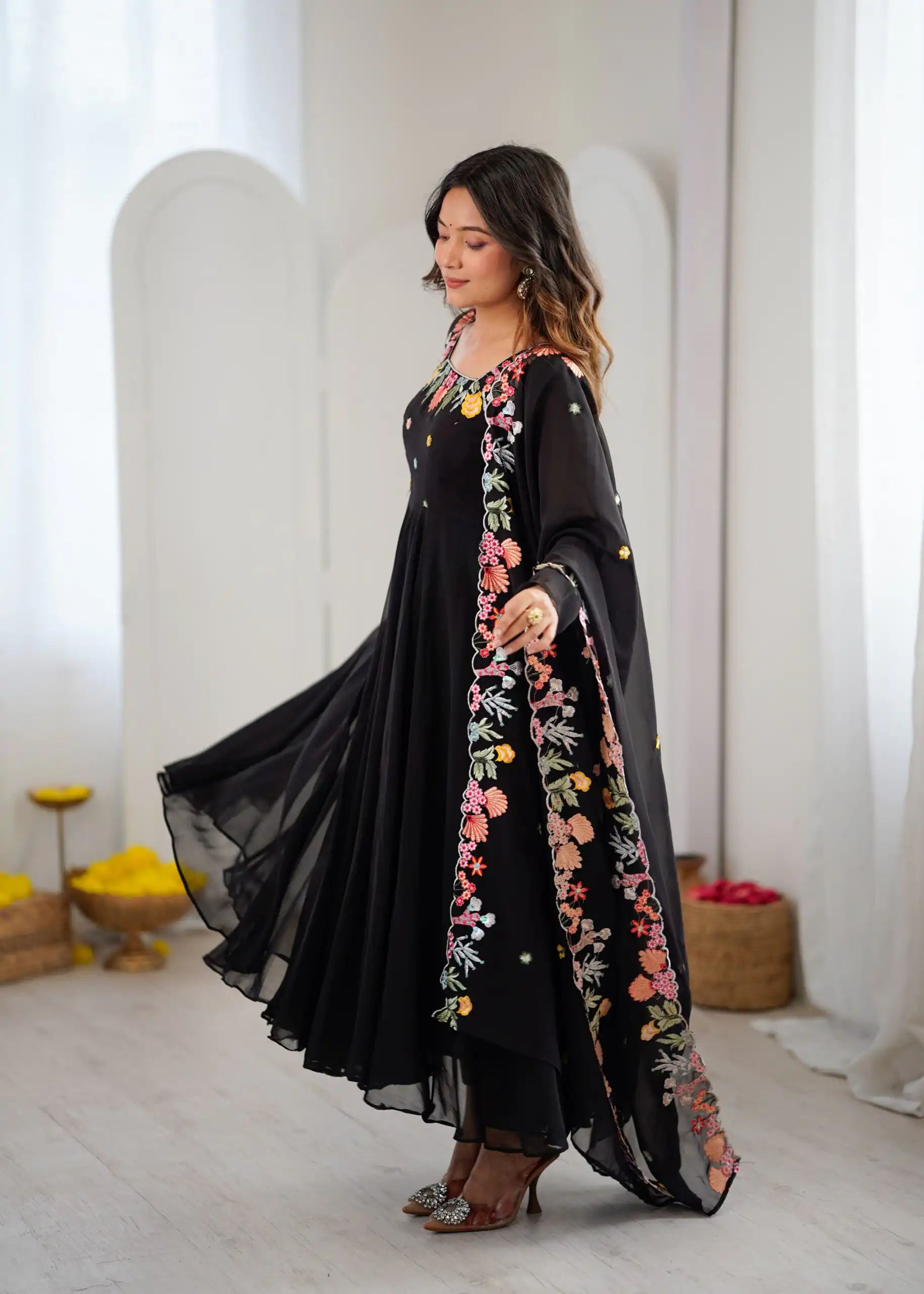 NSR 901 Black Faux Georgette Salwar Suit with Lace Work & Embroidery Work. Introductory Price ₹2099. Delivery 4-6 Working Days. Shop now. | Jump Suits, Salwar suit, Casual Suits, Creative suits, Designer Suits, Palazzo Suits, Party Wear Suits, Patiala Suits, Straight Suits