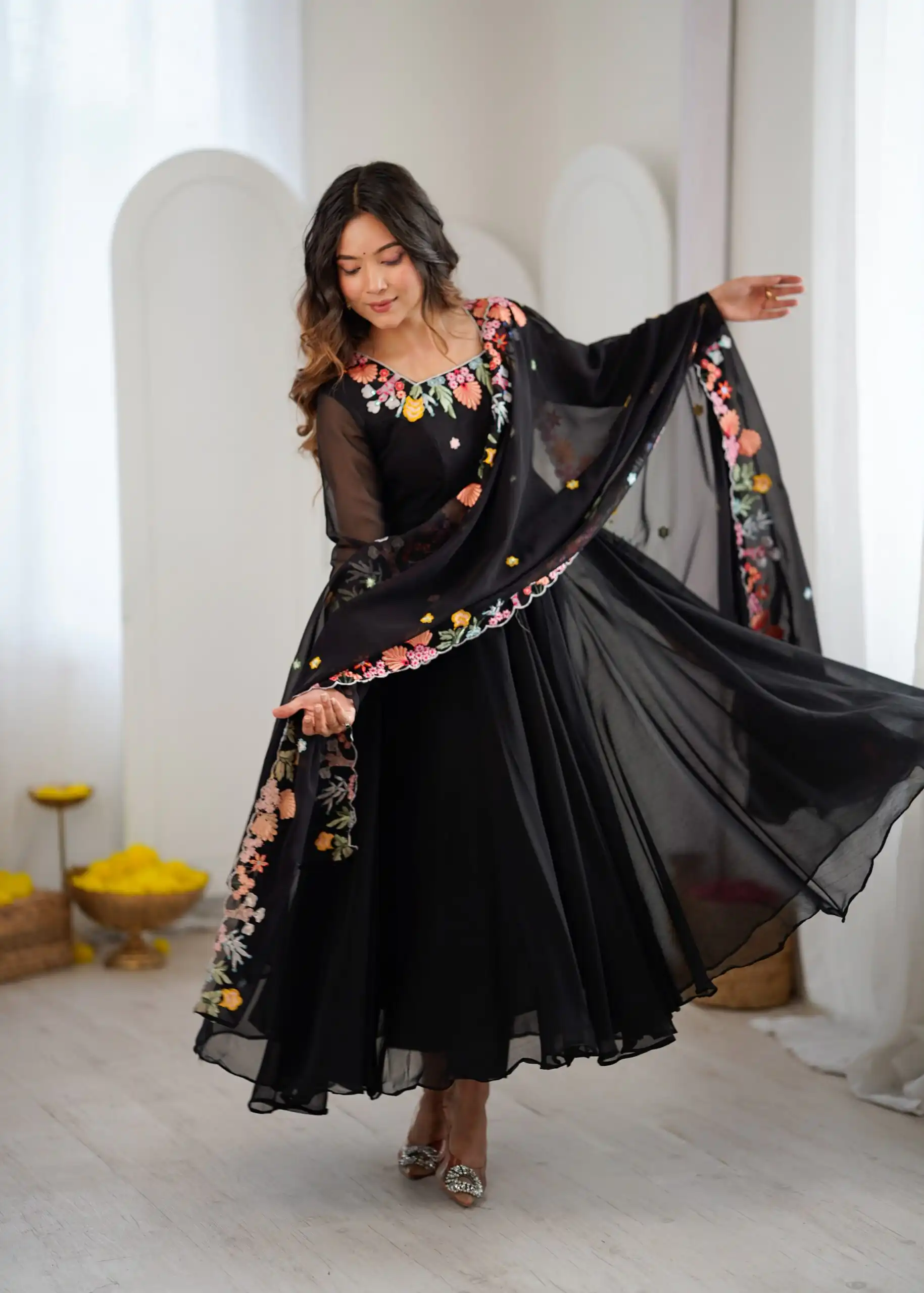 NSR 901 Black Faux Georgette Salwar Suit with Lace Work & Embroidery Work. Introductory Price ₹2099. Delivery 4-6 Working Days. Shop now. | Jump Suits, Salwar suit, Casual Suits, Creative suits, Designer Suits, Palazzo Suits, Party Wear Suits, Patiala Suits, Straight Suits