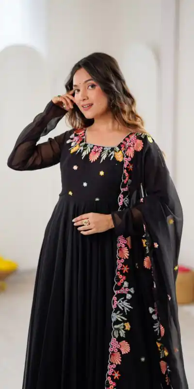 NSR 901 Black Faux Georgette Salwar Suit with Lace Work & Embroidery Work. Introductory Price ₹2099. Delivery 4-6 Working Days. Shop now. | Jump Suits, Salwar suit, Casual Suits, Creative suits, Designer Suits, Palazzo Suits, Party Wear Suits, Patiala Suits, Straight Suits