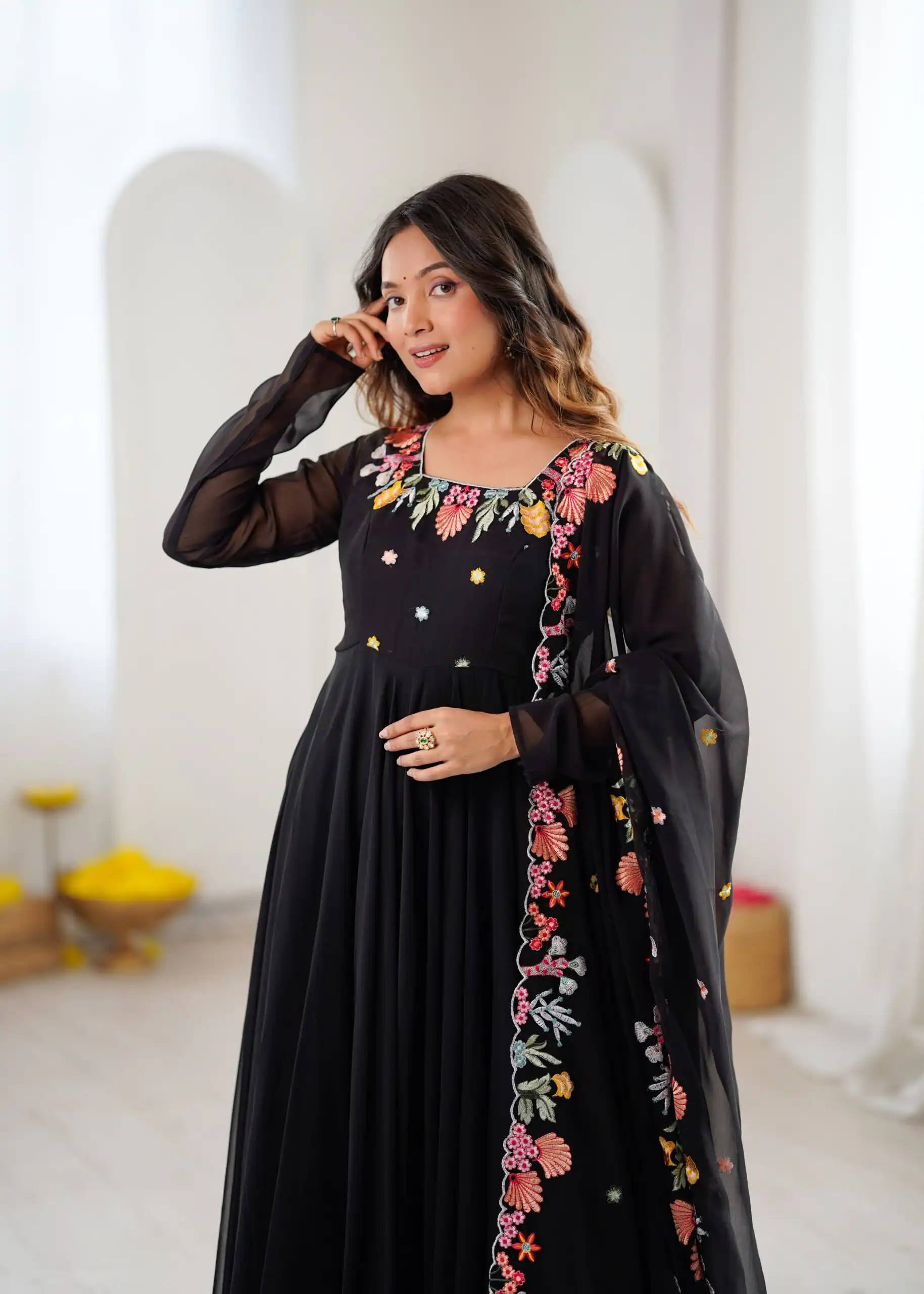 NSR 901 Black Faux Georgette Salwar Suit with Lace Work & Embroidery Work. Introductory Price ₹2099. Delivery 4-6 Working Days. Shop now. | Jump Suits, Salwar suit, Casual Suits, Creative suits, Designer Suits, Palazzo Suits, Party Wear Suits, Patiala Suits, Straight Suits