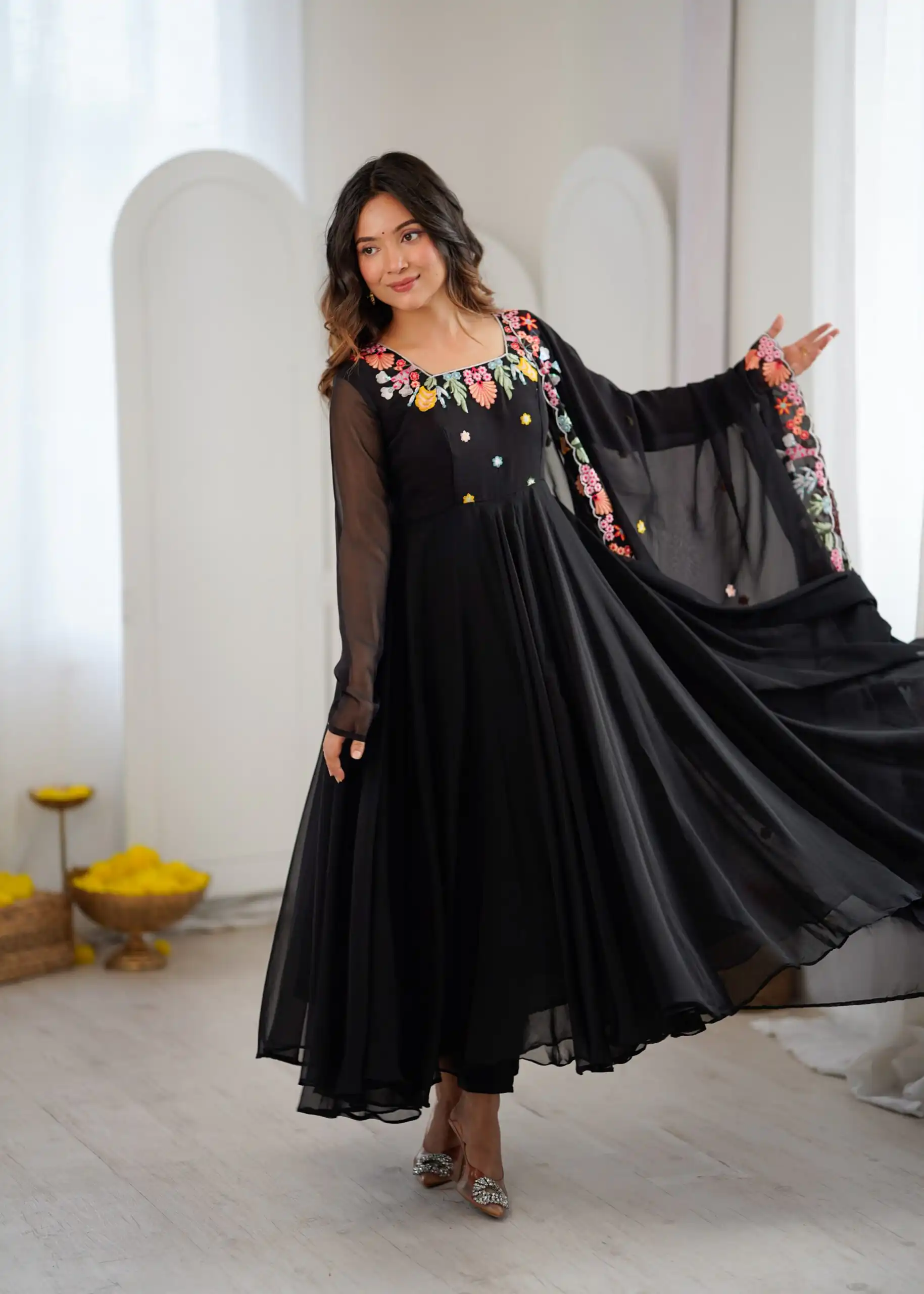 NSR 901 Black Faux Georgette Salwar Suit with Lace Work & Embroidery Work. Introductory Price ₹2099. Delivery 4-6 Working Days. Shop now. | Jump Suits, Salwar suit, Casual Suits, Creative suits, Designer Suits, Palazzo Suits, Party Wear Suits, Patiala Suits, Straight Suits