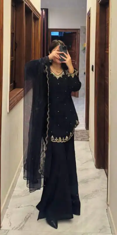 WW 1247 Black Roman Silk Salwar Suit with Embroidery Work & Sequins Work. Now at just ₹1899. Delivery 4-6 Working Days. Shop now. | Jump Suits, Salwar suit, Casual Suits, Creative suits, Designer Suits, Palazzo Suits, Party Wear Suits, Patiala Suits, Straight Suits