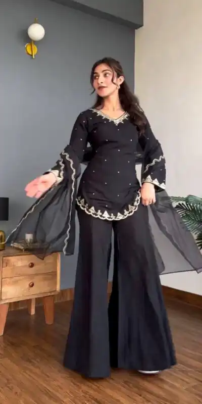 WW 1247 Black Roman Silk Salwar Suit with Embroidery Work & Sequins Work. Now at just ₹1899. Delivery 4-6 Working Days. Shop now. | Jump Suits, Salwar suit, Casual Suits, Creative suits, Designer Suits, Palazzo Suits, Party Wear Suits, Patiala Suits, Straight Suits